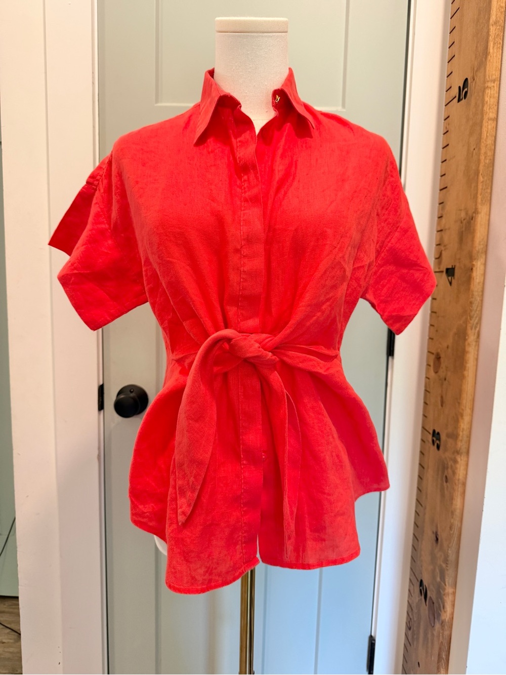 LAUREN Ralph Lauren Linen Button Down Shirt Tie Front
